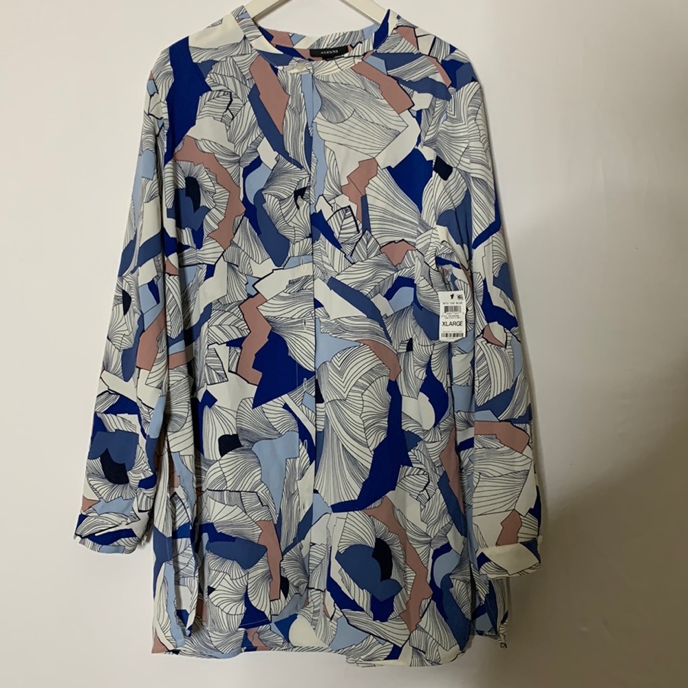 NWT Alfani Floral Print Tunic Button Down Size XL